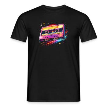 Style néon rétro cassette des années 80 - T-shirt homme - noir - Devant - AI Model Male 178 light (178cm)