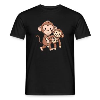 Punch Baby Monkey with Plush Toy - Men's T-Shirt - black - Front - AI Model Male 178 light (178cm)