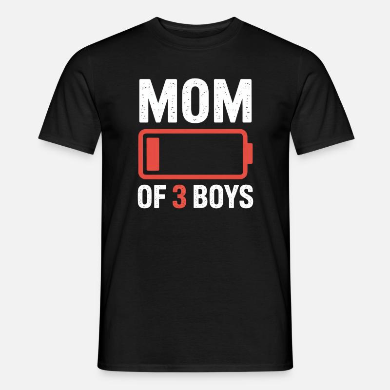 Mutter von 3 Jungen Batterie - Männer T-Shirt - Schwarz