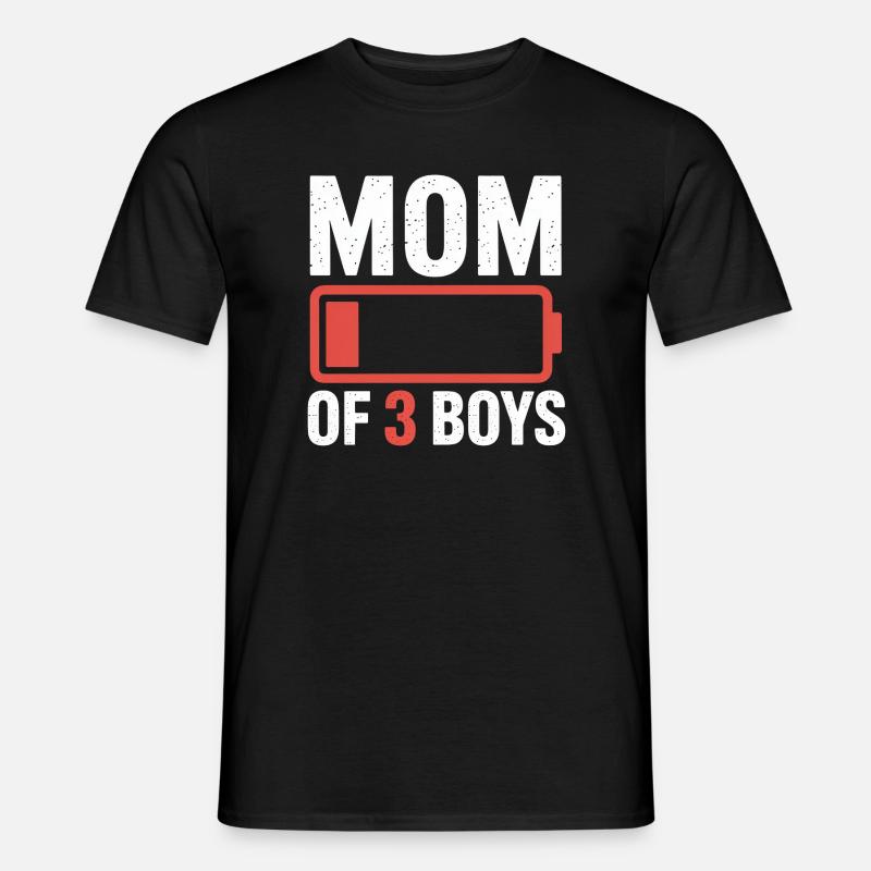 Mutter von 3 Jungs Batterie-Ikon-Tee - Männer T-Shirt - Schwarz