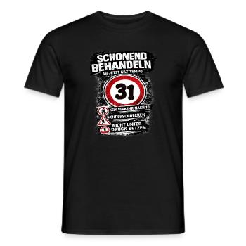 Treat Gently Traffic Sign 31 Birthday - Men's T-Shirt - black - Front - AI Model Male 178 light (178cm)