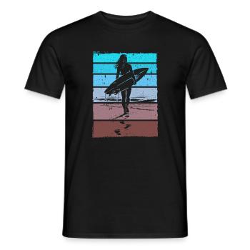 Surfer Retro Vintage Sunset Beach - Men's T-Shirt - black - Front - AI Model Male 178 light (178cm)