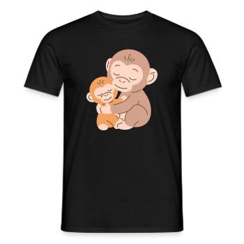 Affen umarmen sich: Mutter und Baby - Männer T-Shirt - Schwarz - Vorne - AI Model Male 178 light (178cm)