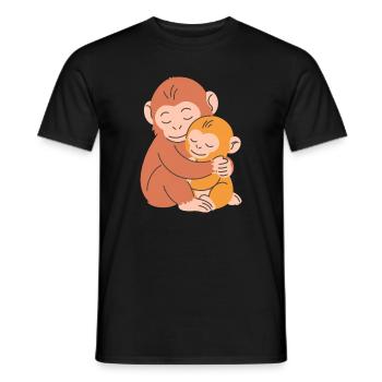 Affenmutter und Baby umarmen sich - Männer T-Shirt - Schwarz - Vorne - AI Model Male 178 light (178cm)
