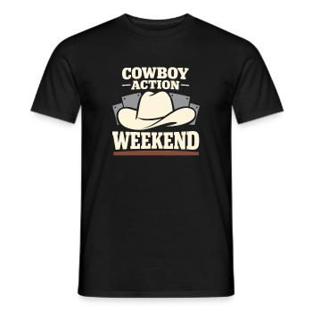 Shooter d’action cowboy. Shooter d’action cowboy - T-shirt homme - noir - Devant - AI Model Male 178 light (178cm)