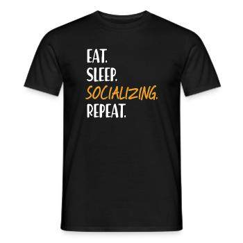 EAT SLEEP SOCIALIZING Be sociable Networking - Men's T-Shirt - black - Front - AI Model Male 178 light (178cm)