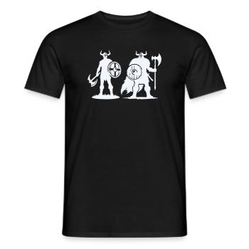 Duo viking : Bouclier et Hachette dans l’ombre - T-shirt homme - noir - Devant - AI Model Male 178 light (178cm)
