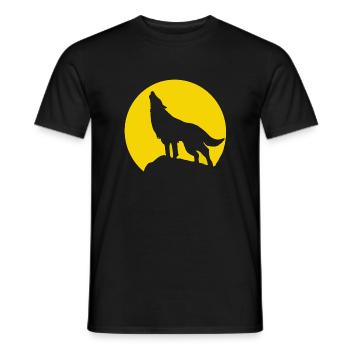 Mondsilhouette Wolfheulen - Männer T-Shirt - Schwarz - Vorne - AI Model Male 178 light (178cm)