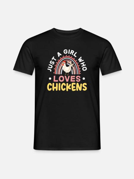 Girl Loving Chickens Rainbow - Men's T-Shirt - black