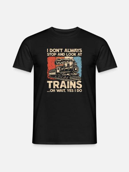 Dampflokomotiv-Eisenbahn-Zugbeobachtung - Männer T-Shirt - Schwarz