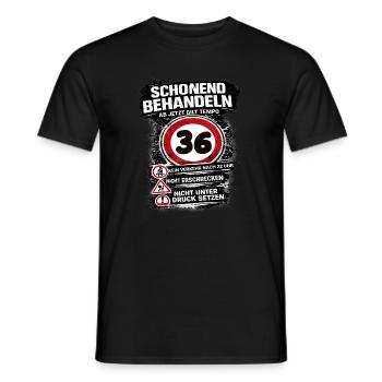 Treat Gently Traffic Sign 36 Birthday - Men's T-Shirt - black - Front - AI Model Male 178 light (178cm)