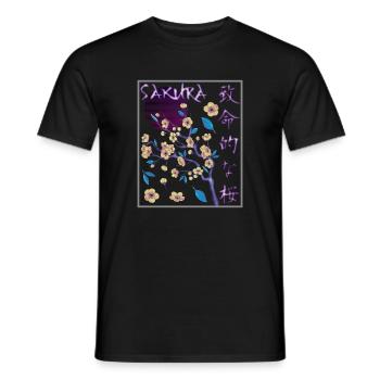 Japan Vintage Sakura Japanese 80s Aesthetic - Men's T-Shirt - black - Front - AI Model Male 178 light (178cm)