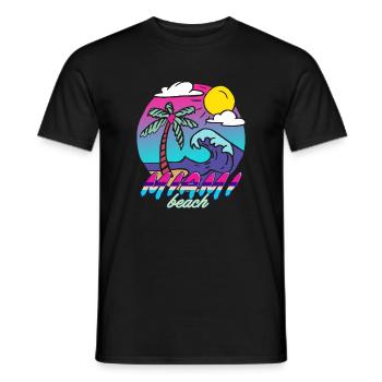 Miami Beach Palm Wave - Men's T-Shirt - black - Front - AI Model Male 178 light (178cm)