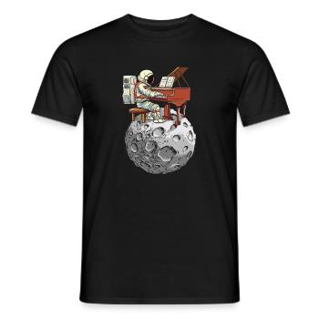 Mondklavier mit Raumanzug - Männer T-Shirt - Schwarz - Vorne - AI Model Male 178 light (178cm)