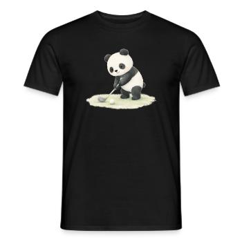 Panda spielt Golf Illustration  - Männer T-Shirt - Schwarz - Vorne - AI Model Male 178 light (178cm)