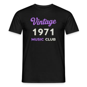Vintage 1971 Music Club Retro Année de naissance vintage - T-shirt homme - noir - Devant - AI Model Male 178 light (178cm)