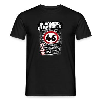 Treat Gently Traffic Sign 46 Birthday - Men's T-Shirt - black - Front - AI Model Male 178 light (178cm)
