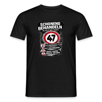 Treat Gently Traffic Sign 47 Birthday - Men's T-Shirt - black - Front - AI Model Male 178 light (178cm)