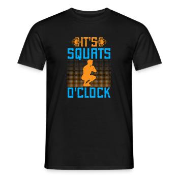 Fitness Fanatics It´s Squats O´Clock Calisthenics - Männer T-Shirt - Schwarz - Vorne - AI Model Male 178 light (178cm)
