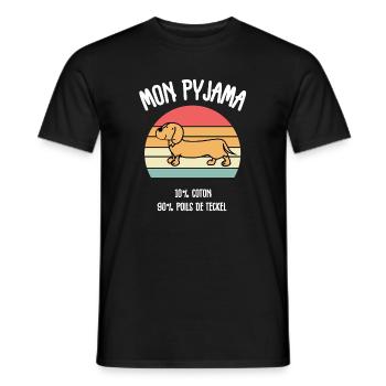 Dackelhund-Pyjama-Humor - Männer T-Shirt - Schwarz - Vorne - AI Model Male 178 light (178cm)