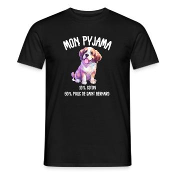 Sint-Bernhardiner-Hundepyjama-Humor - Männer T-Shirt - Schwarz - Vorne - AI Model Male 178 light (178cm)