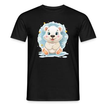 Polar bears in winter magic - Men's T-Shirt - black - Front - AI Model Male 178 light (178cm)