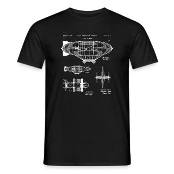 Zeppelin Blueprint Sketch - Men's T-Shirt - black - Front - AI Model Male 178 light (178cm)