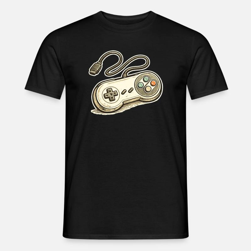 Retro Spielcontroller Grafik - Männer T-Shirt - Schwarz