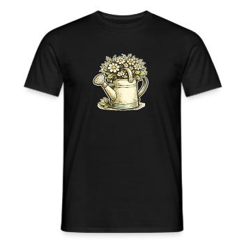 Vintage Flower Watering Can - Men's T-Shirt - black - Front - AI Model Male 178 light (178cm)