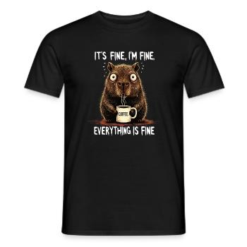 Its Fine Im Fine Coffee Capybara Humor - Men's T-Shirt - black - Front - AI Model Male 178 light (178cm)