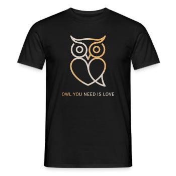 Owl Owl You Need Is Love Owl Love Valentine's Day - Men's T-Shirt - black - Front - AI Model Male 178 light (178cm)
