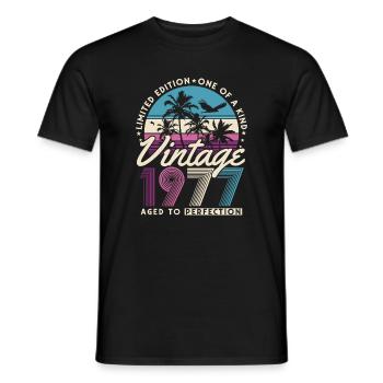 Cadeau d’anniversaire rétro vintage 1977 - T-shirt homme - noir - Devant - AI Model Male 178 light (178cm)