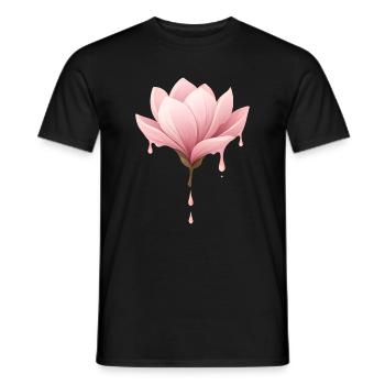 Magnolia Blossom Illustration Dripping Flower - Men's T-Shirt - black - Front - AI Model Male 178 light (178cm)