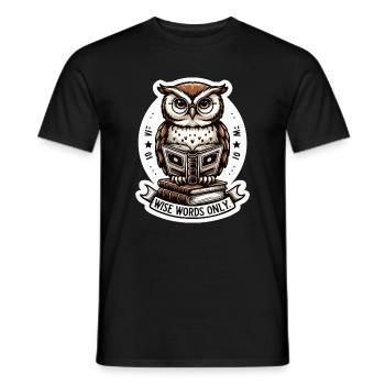 Wise owl reading book - Men's T-Shirt - black - Front - AI Model Male 178 light (178cm)