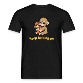 Continue de t’accrocher, les singes - T-shirt homme - noir - Devant - AI Model Male 178 light (178cm)
