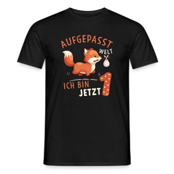 Ich bin 1 – Süßer Fuchs Erster Geburtstag - Männer T-Shirt - Schwarz - Vorne - AI Model Male 178 light (178cm)