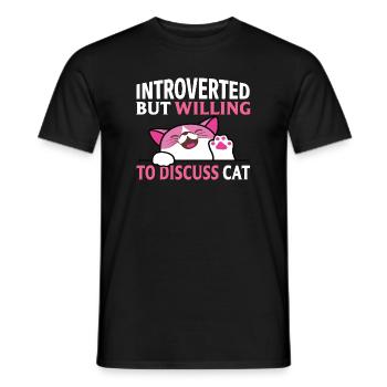 Discussion sur les chats introvertis - T-shirt homme - noir - Devant - AI Model Male 178 light (178cm)