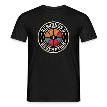 Rebounds And Redemption Christian Basketball - Men's T-Shirt - black - Front - AI Model Male 178 light (178cm)