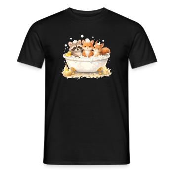 Illustration de la baignée d’animaux de la forêt mignons - T-shirt homme - noir - Devant - AI Model Male 178 light (178cm)