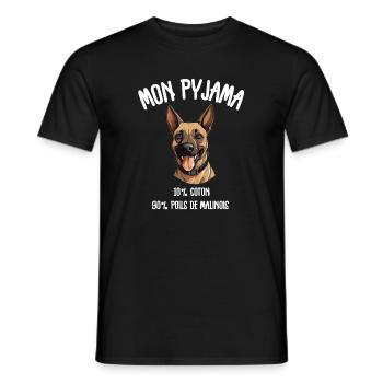 Funny Malinois Dog Pajamas - Men's T-Shirt - black - Front - AI Model Male 178 light (178cm)