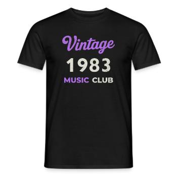 Vintage 1983 Music Club Retro Année de naissance Vintage - T-shirt homme - noir - Devant - AI Model Male 178 light (178cm)