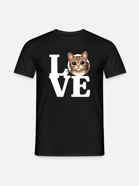 LOVE Tabby Cat Cat Lover Funny - Men's T-Shirt - black