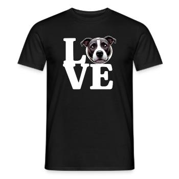 LOVE Staffy Bull Terrier Dog Dog Lover Funny - Men's T-Shirt - black - Front - AI Model Male 178 light (178cm)