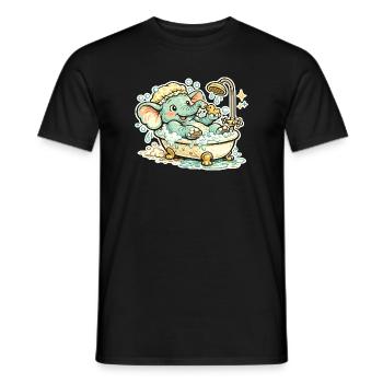 Kleiner Elefant im Bad Duschspaß - Männer T-Shirt - Schwarz - Vorne - AI Model Male 178 light (178cm)