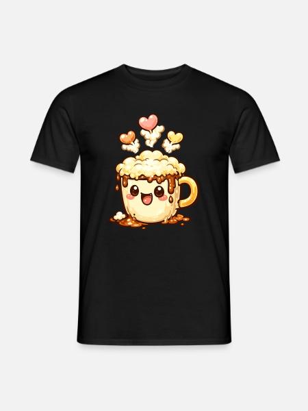 Coffee Smile Latte Mug Heart - Men's T-Shirt - black