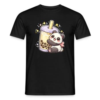 Panda Bubble Tea Kuschelmotiv - Männer T-Shirt - Schwarz - Vorne - AI Model Male 178 light (178cm)