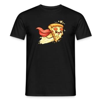 Pizzaheld mit Cape - Männer T-Shirt - Schwarz - Vorne - AI Model Male 178 light (178cm)