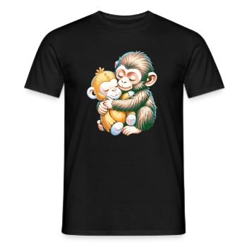 Câlins de singes s’embrassent - T-shirt homme - noir - Devant - AI Model Male 178 light (178cm)