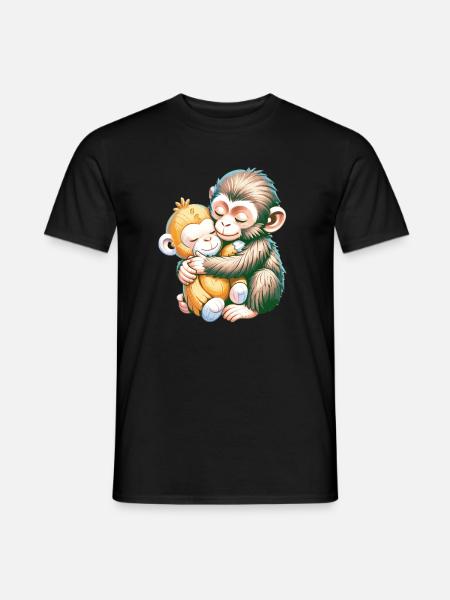 Hugging Monkeys Embrace - Men's T-Shirt - black