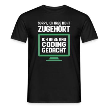 Coding thought on the screen - Men's T-Shirt - black - Front - AI Model Male 178 light (178cm)
